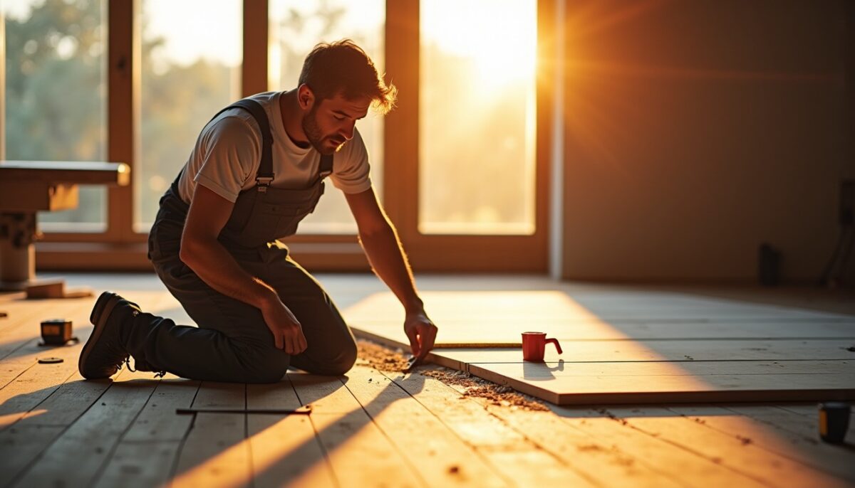 Comment combler un espace vide laissé par un rang de carrelage avant de poser un parquet
